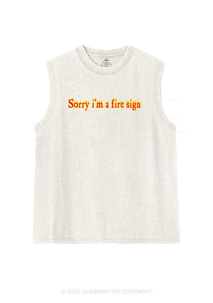 Fire Sign Y2K Washed Tank Cherrykitten