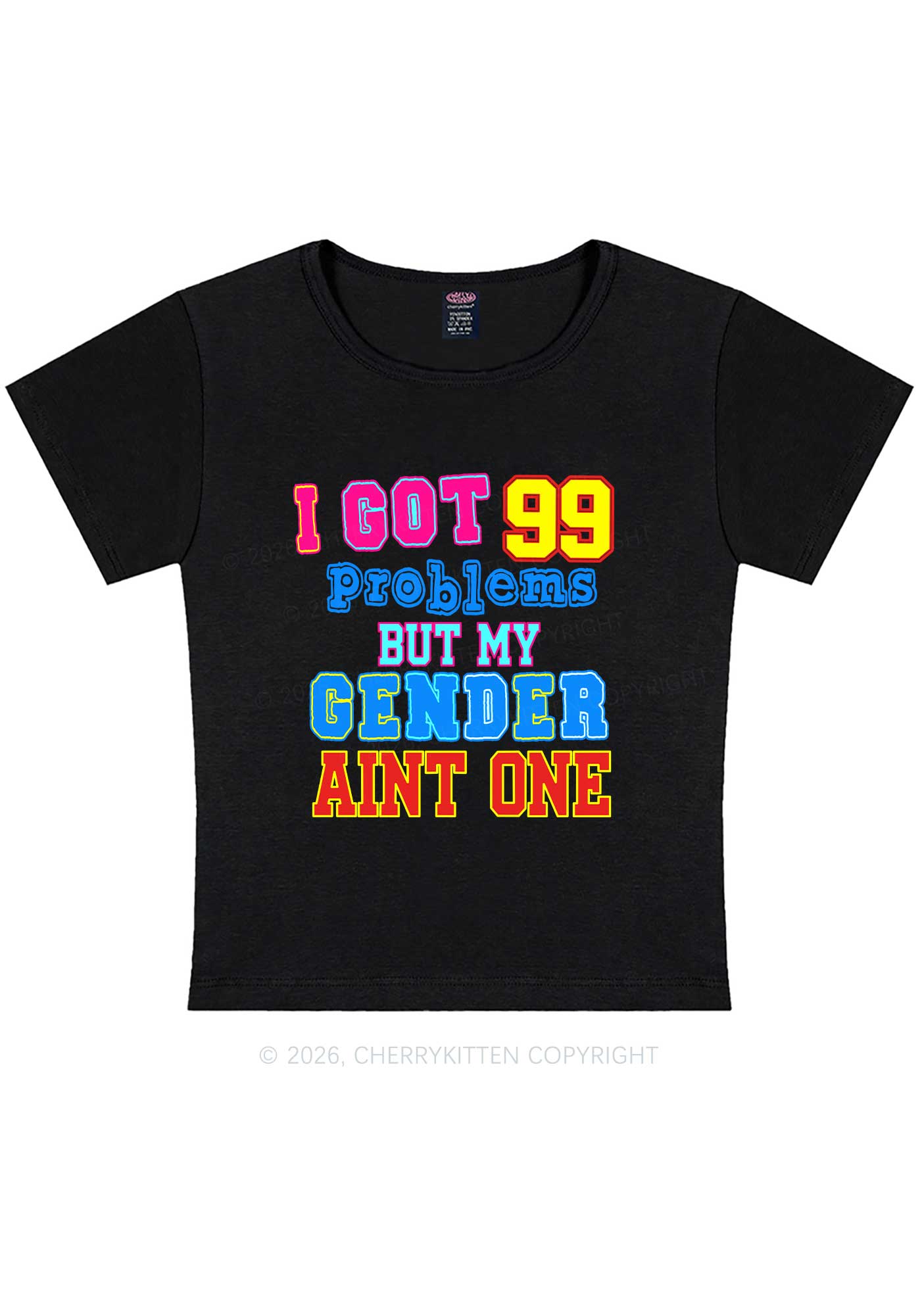 Gender Aint One Pride Y2K Baby Tee Cherrykitten