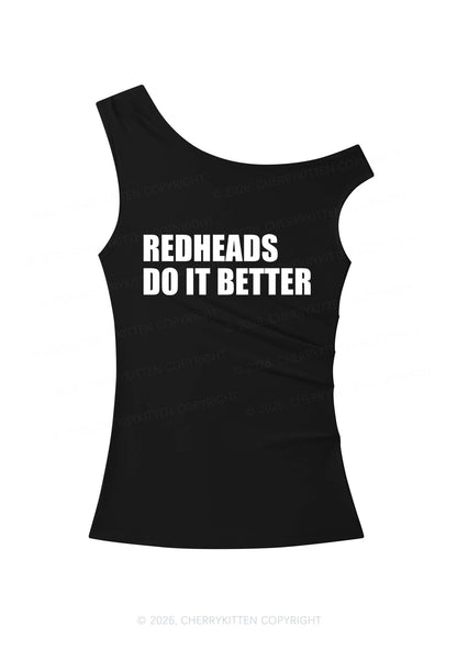 Redheads Do It Better Y2K Off Shoulder Tank Top Cherrykitten