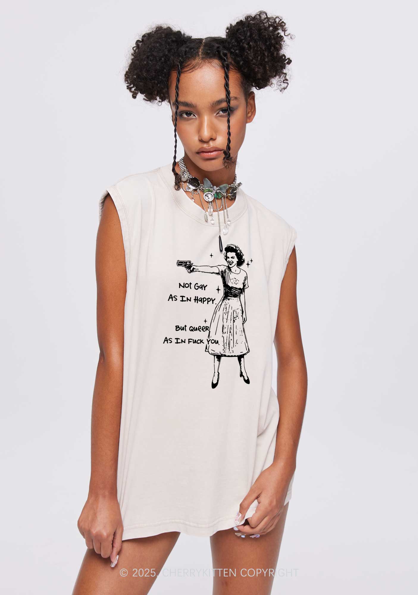 But Queer As In Pride Y2K Washed Muscle Tank Cherrykitten