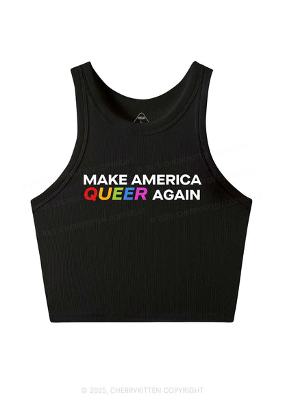 Make America Queer Again Pride Y2K Crop Tank Top Cherrykitten