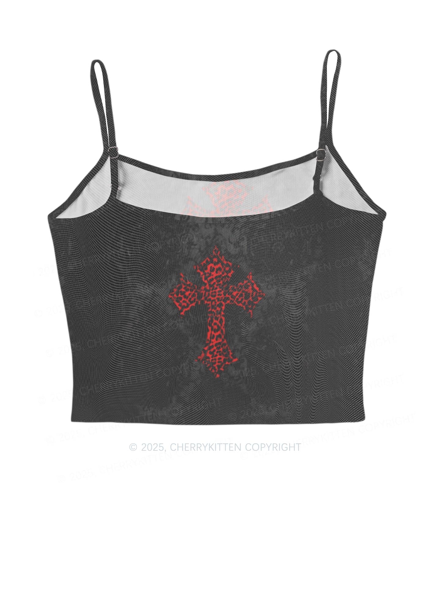 Dark Leopard Cross Y2K Mesh Cami Tank Cherrykitten