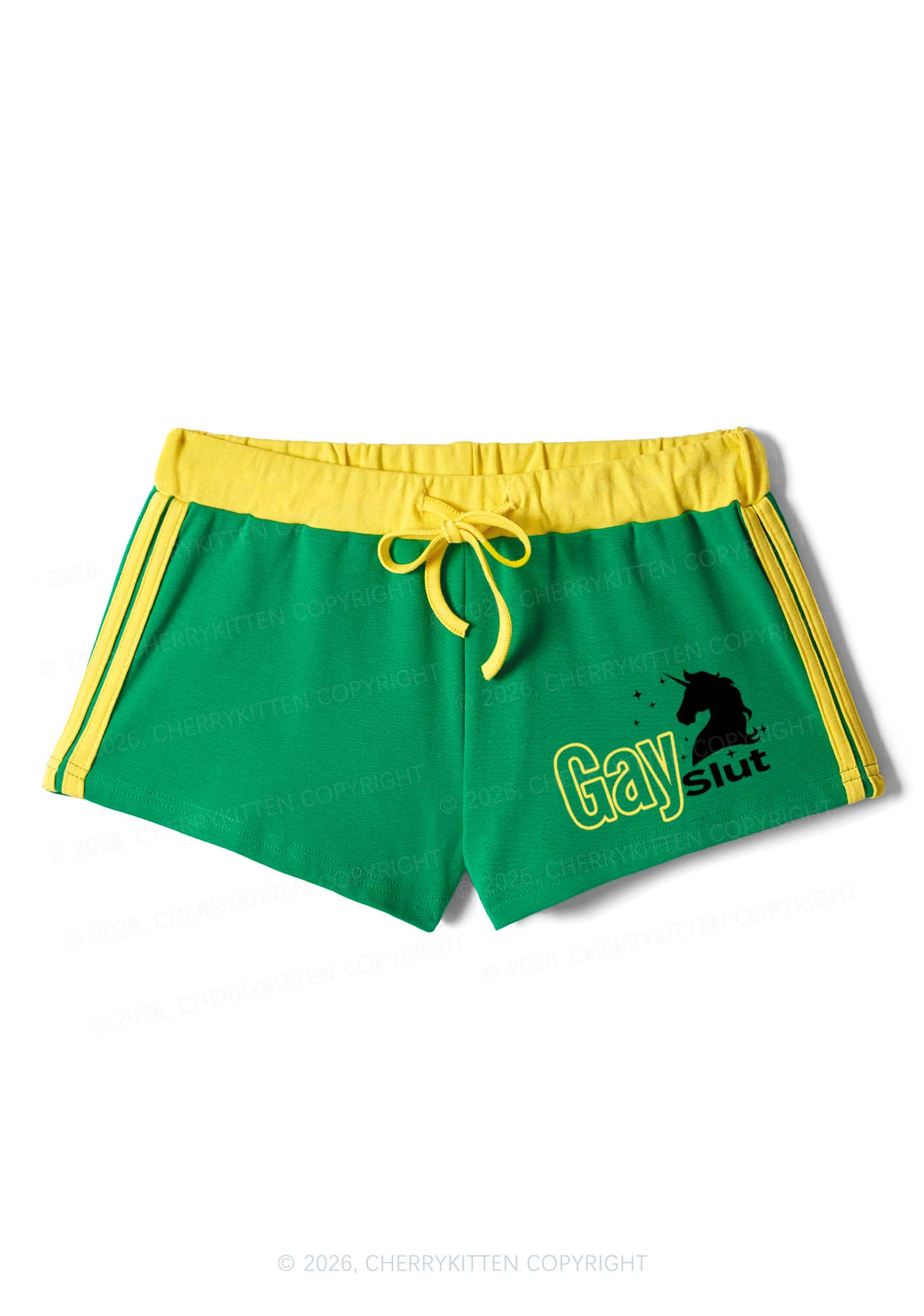 Gay Slxt Unicorn Pride Y2K Drawstring Mini Shorts Cherrykitten