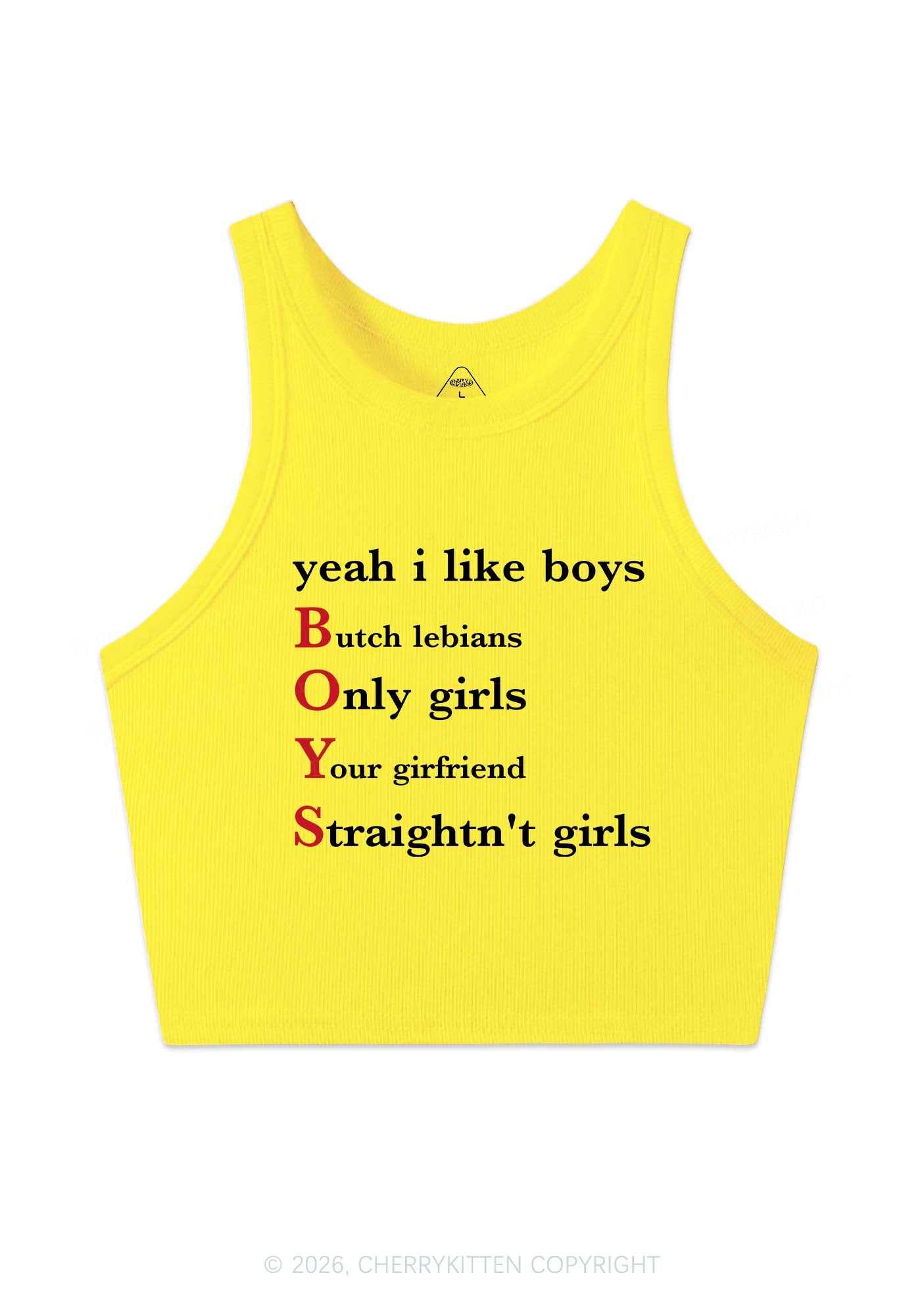 Yeah I Like Boys Pride Y2K Crop Tank Top Cherrykitten