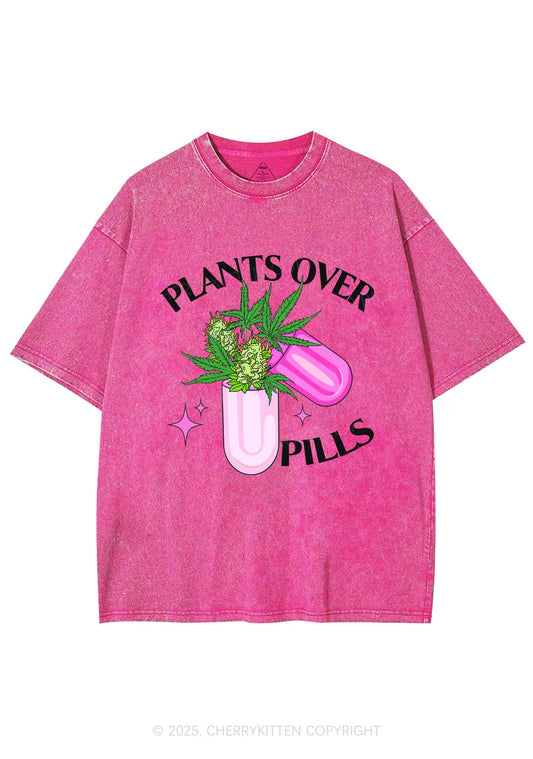 Plants Over Pills Y2K Shirts Washed Tee Cherrykitten