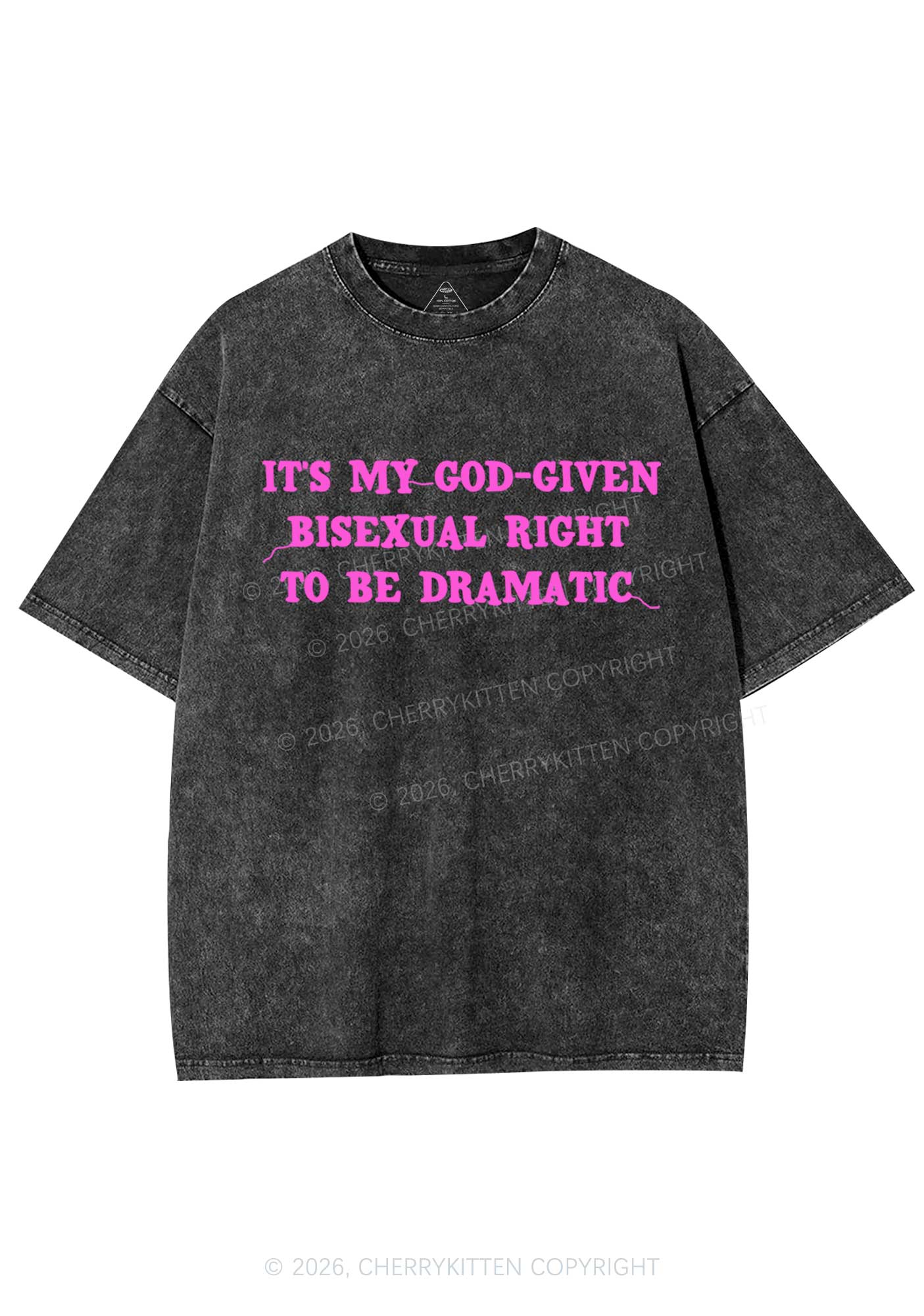 God Given Bisexual Right Pride Y2K Shirts Washed Tee Cherrykitten
