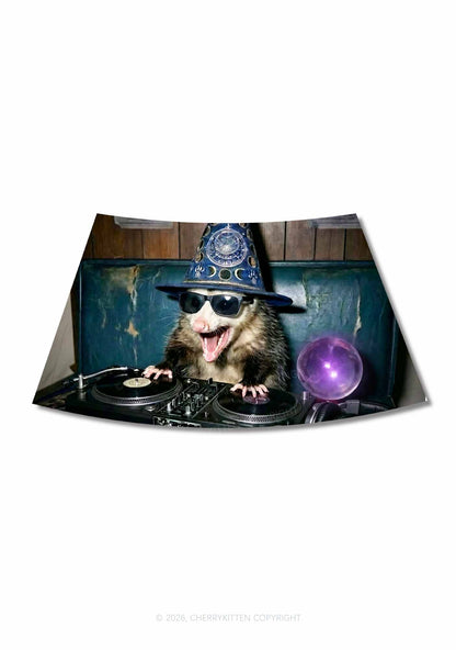 Wizard Opossum DJ Y2K Print Mini Skirt Cherrykitten