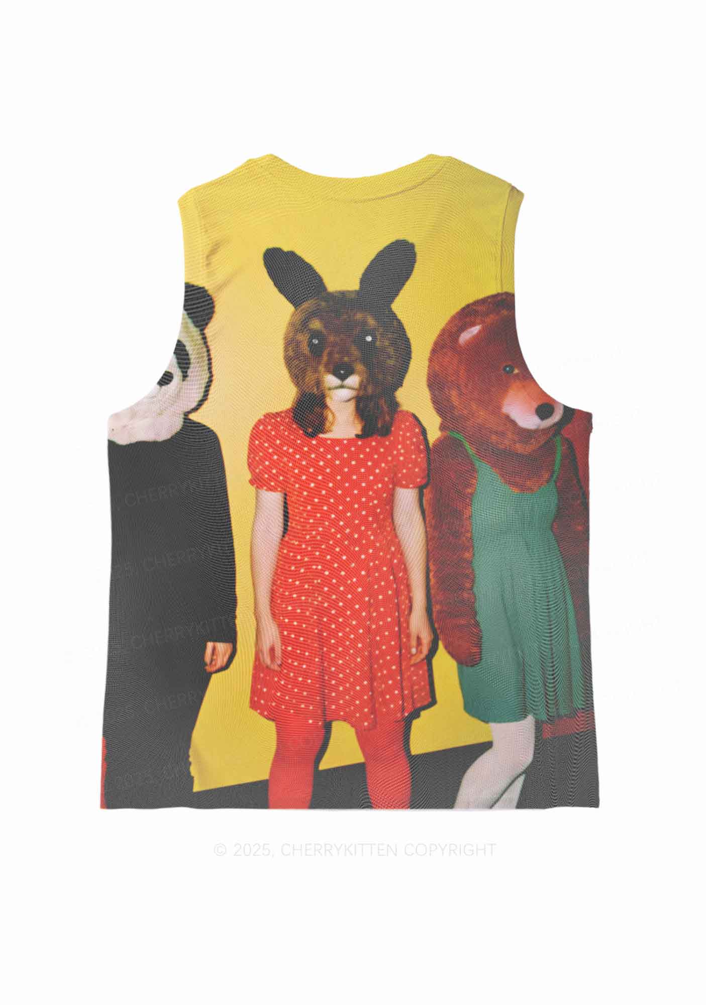 Rabbit Mask Girl Y2K Mesh Muscle Tank Cherrykitten