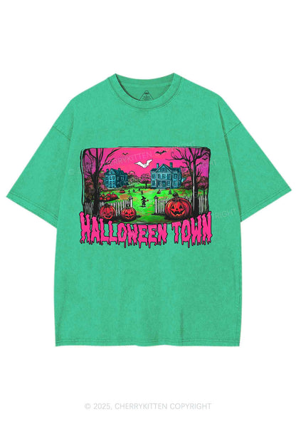 Halloween Pumpkin Town Y2K Shirts Washed Tee Cherrykitten