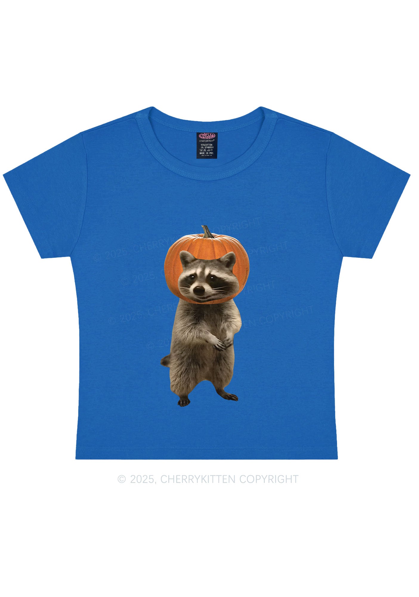 Halloween Silly Raccoon Y2K Baby Tee Cherrykitte