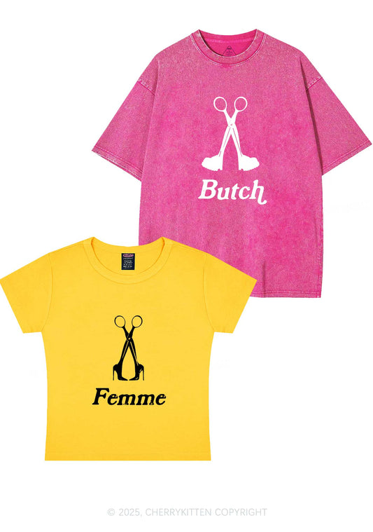 Femme Butch Scissors Y2K Valentine's Day Couple Shirt Cherrykitten