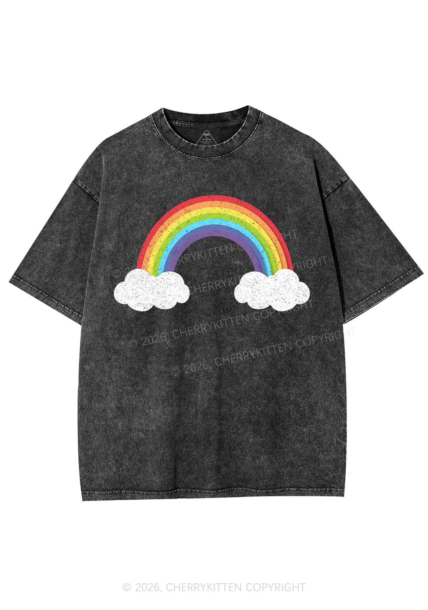 Rainbow Cloud Pride Y2K Shirts Washed Tee Cherrykitten