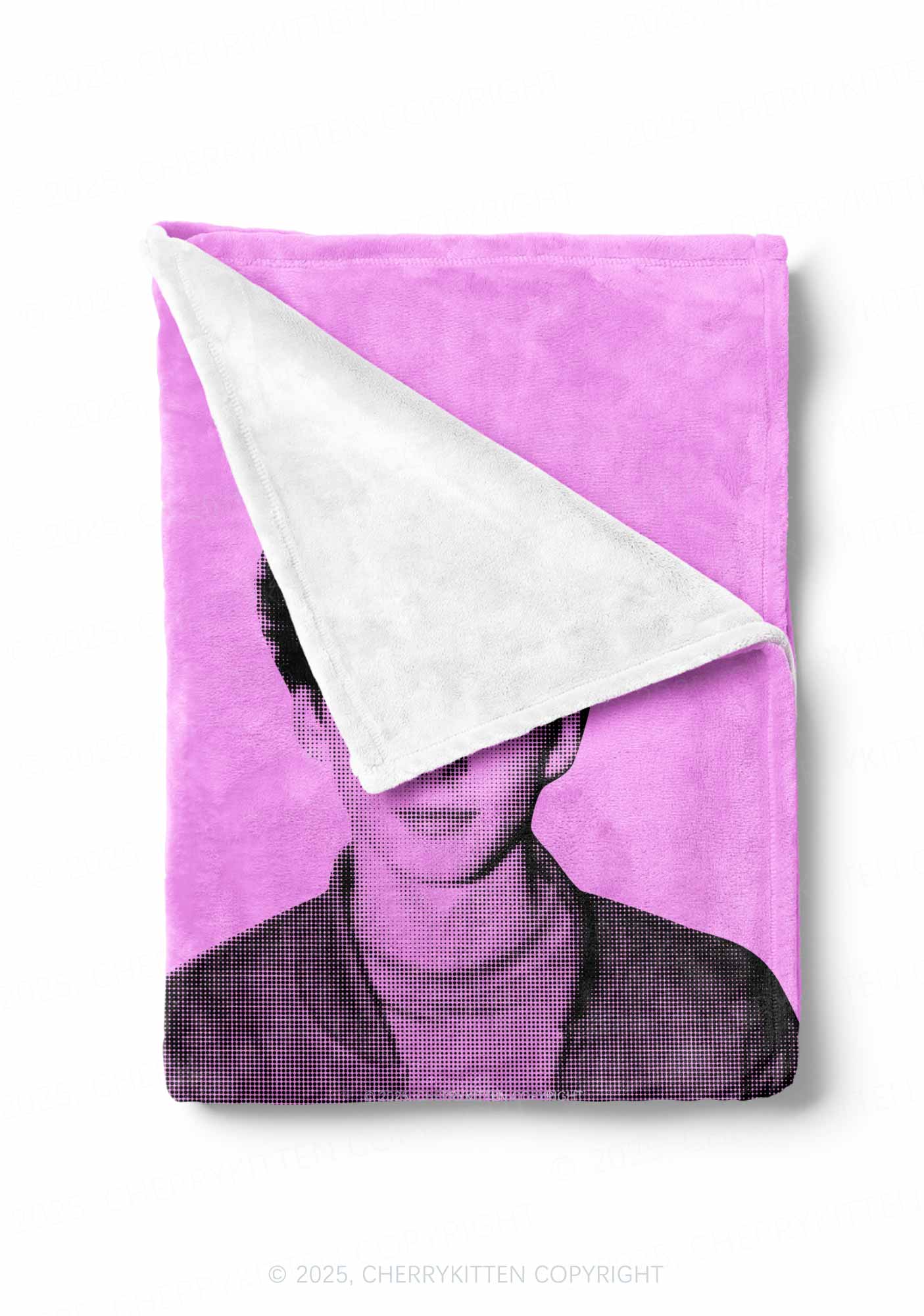 Custom Pixel Portrait Valentine's Day Y2K Plush Blanket Cherrykitten