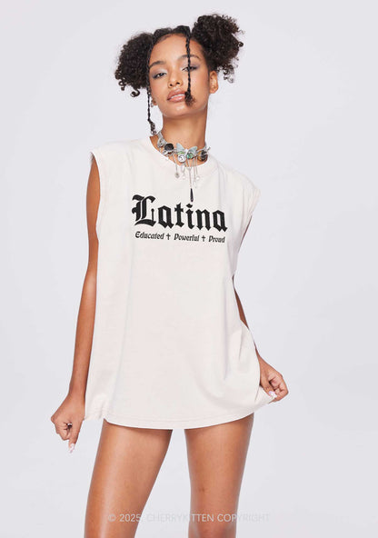 Educated Powerful Proud Latina Y2K Washed Tank Cherrykitten