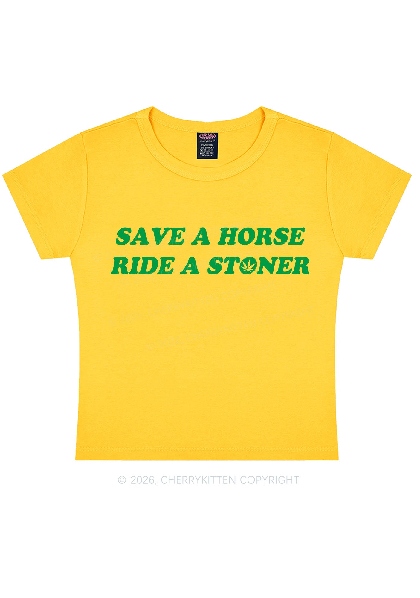 Save Horse Ride Stoner Y2K Baby Tee Cherrykitten