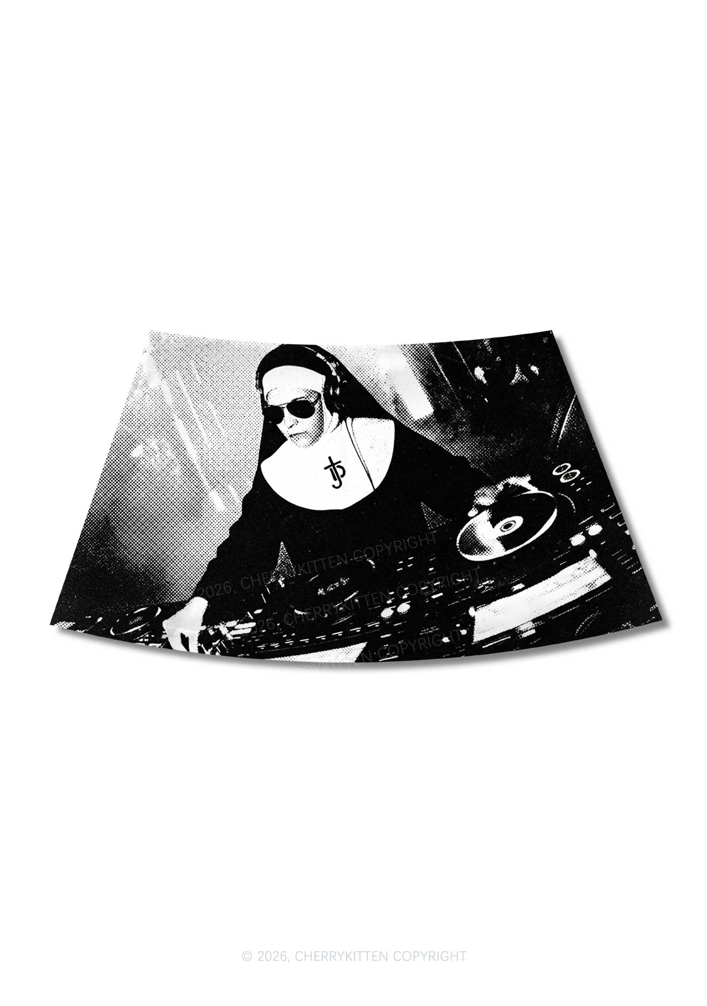 DJ Nun Y2K Print Mini Skirt Cherrykitten
