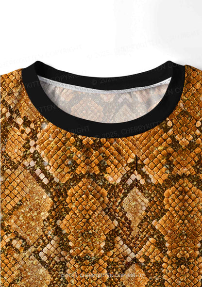 Snake Pattern Y2K Print Long Sleeve Pajama Set Cherrykitten