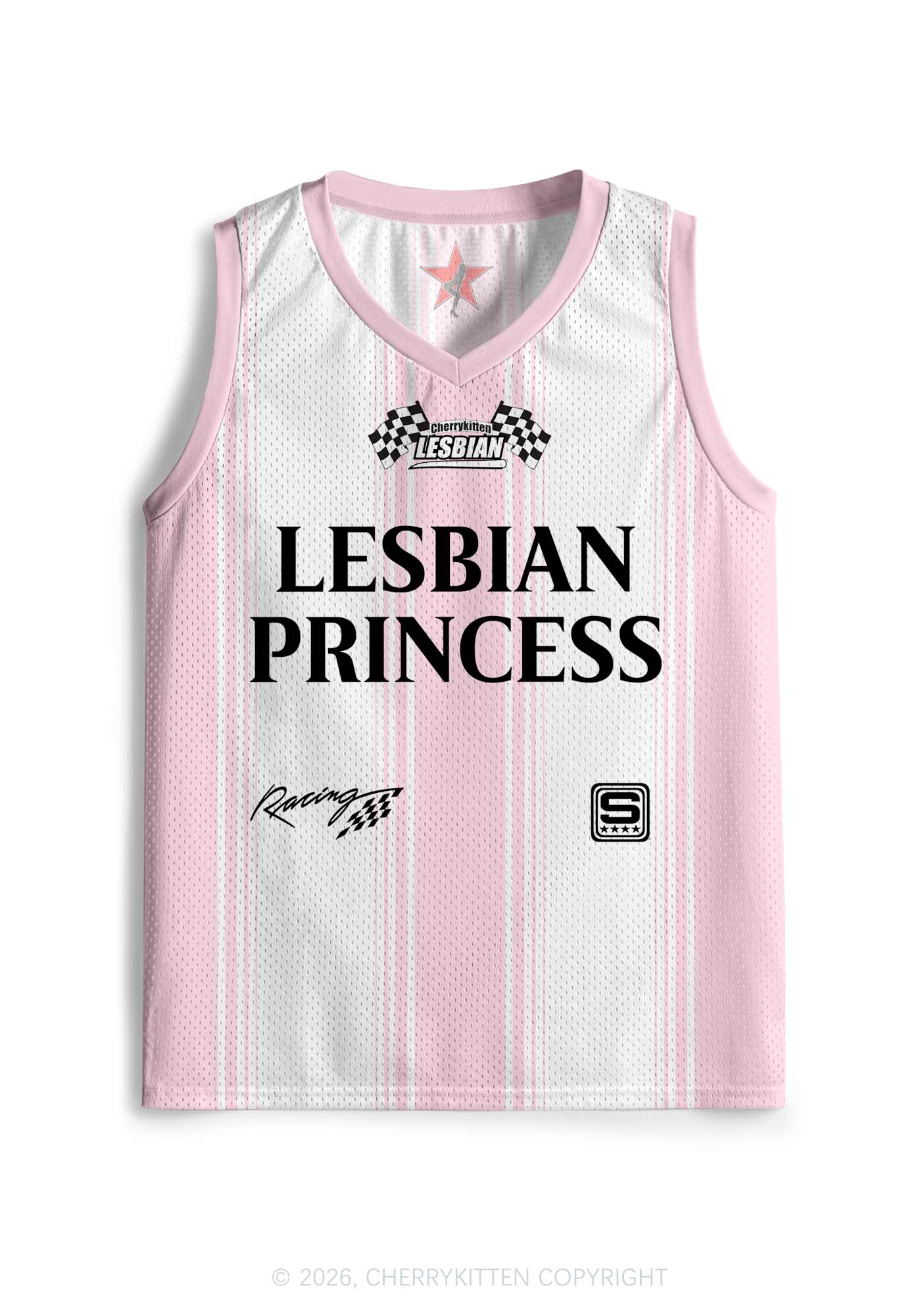 Pale Pink Lesbian Princess Pride Y2K Sport Jersey Tank Cherrykitten