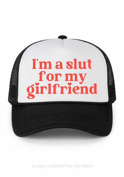 Slxt For My BF Valentine's Day Y2K Colorblock Trucker Hat Cherrykitten
