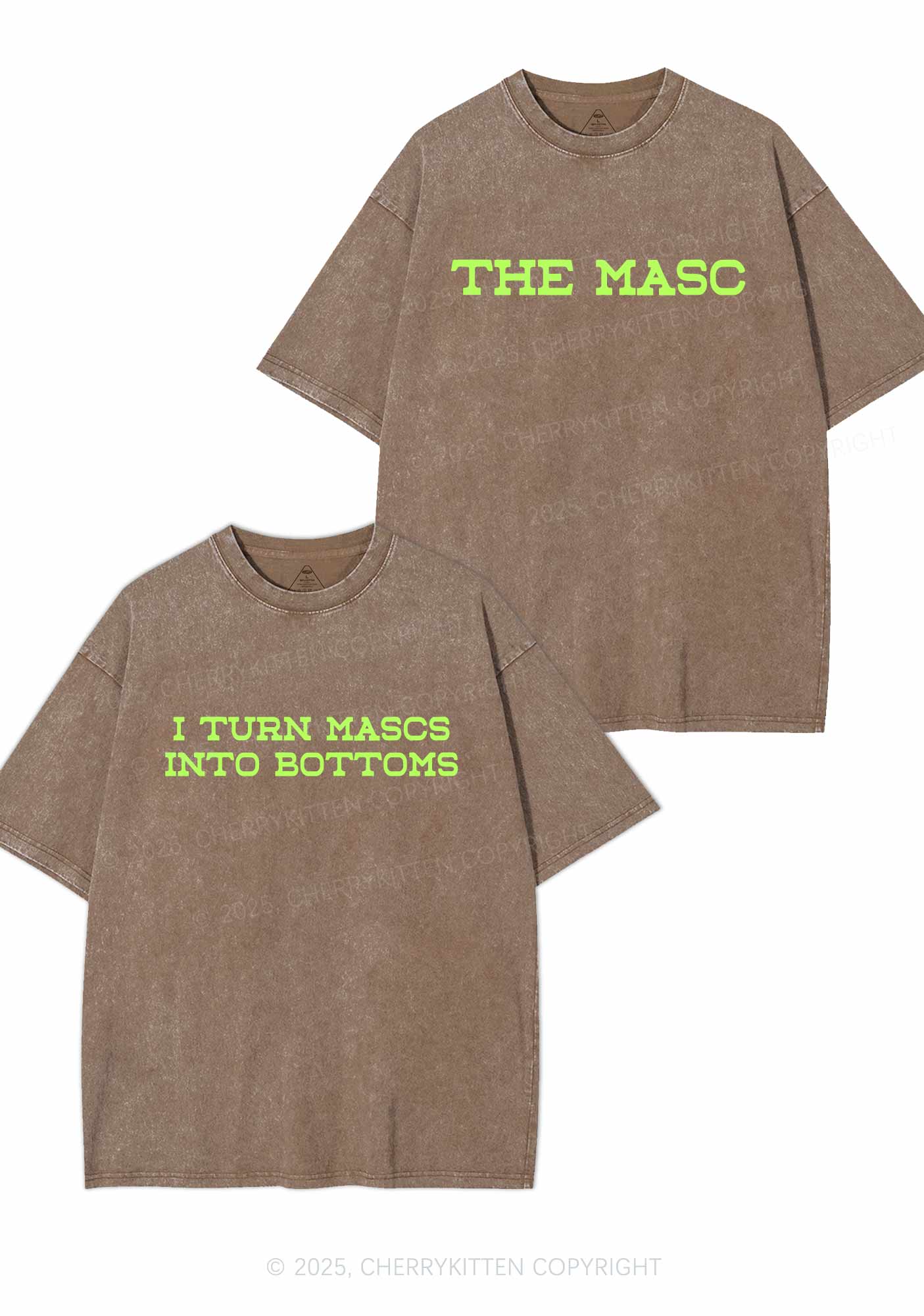 I Turn Mascs Into Bottoms Pride Y2K Valentine's Day Washed Tee Cherrykitten
