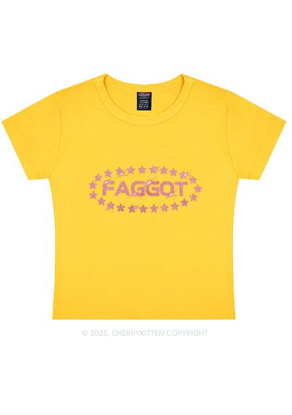 Rhinestone Pink Faggot Stars Pride Y2K Baby Tee Cherrykitten