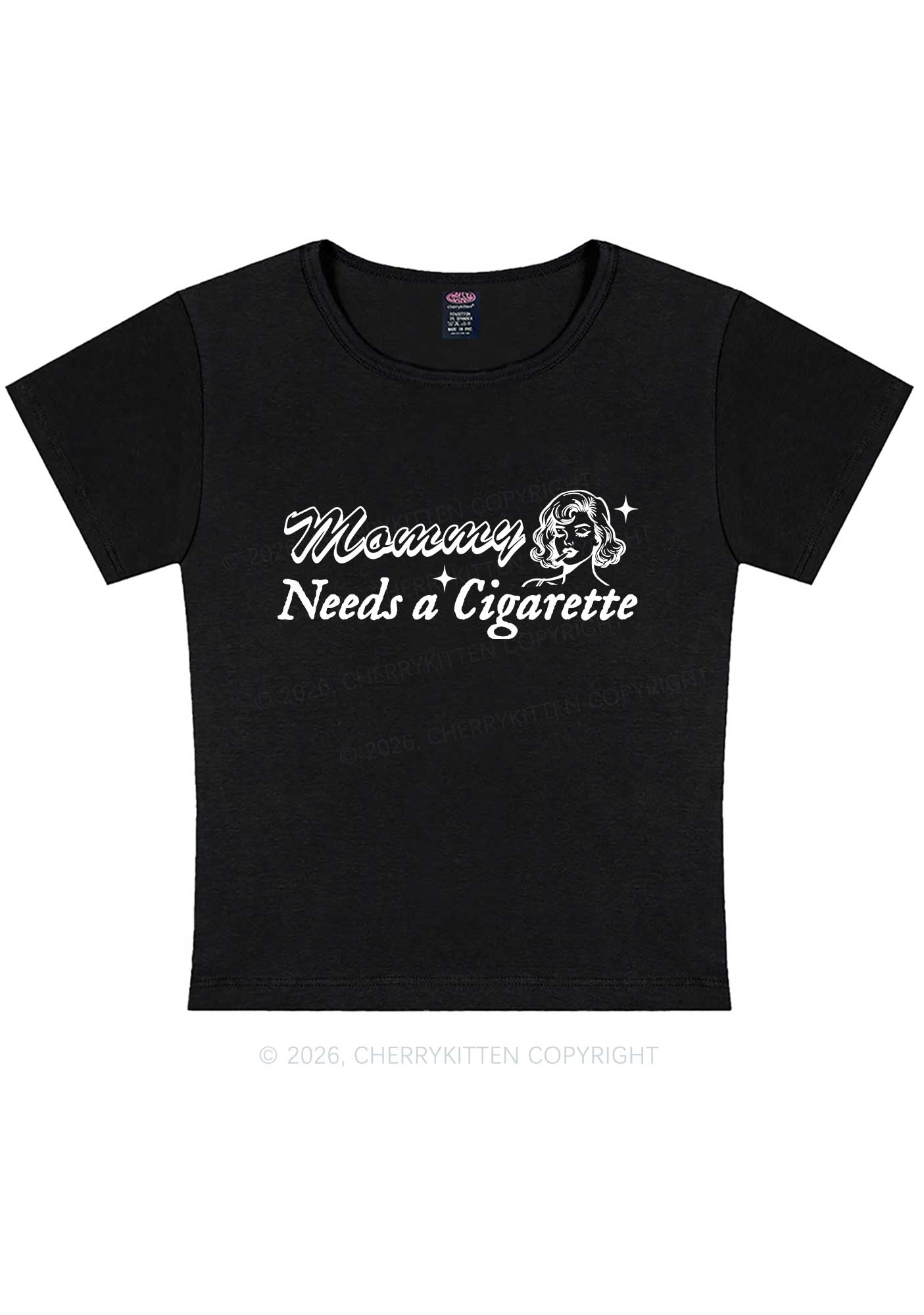 Mommy Needs Cigarette Y2K Baby Tee Cherrykitten