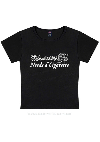 Mommy Needs Cigarette Y2K Baby Tee Cherrykitten