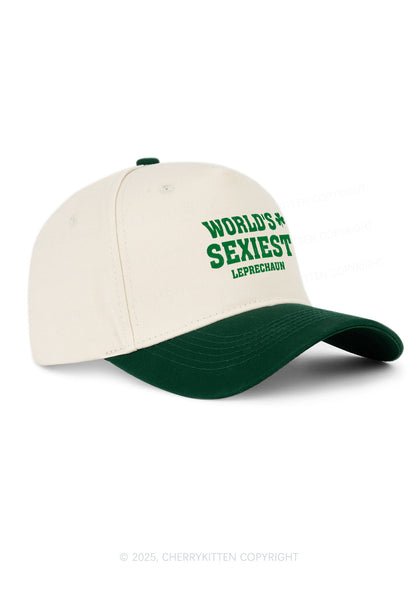 Embroidered Worlds Sexiest Leprechaun St Patricks Y2K Color Block Baseball Cap Cherrykitten