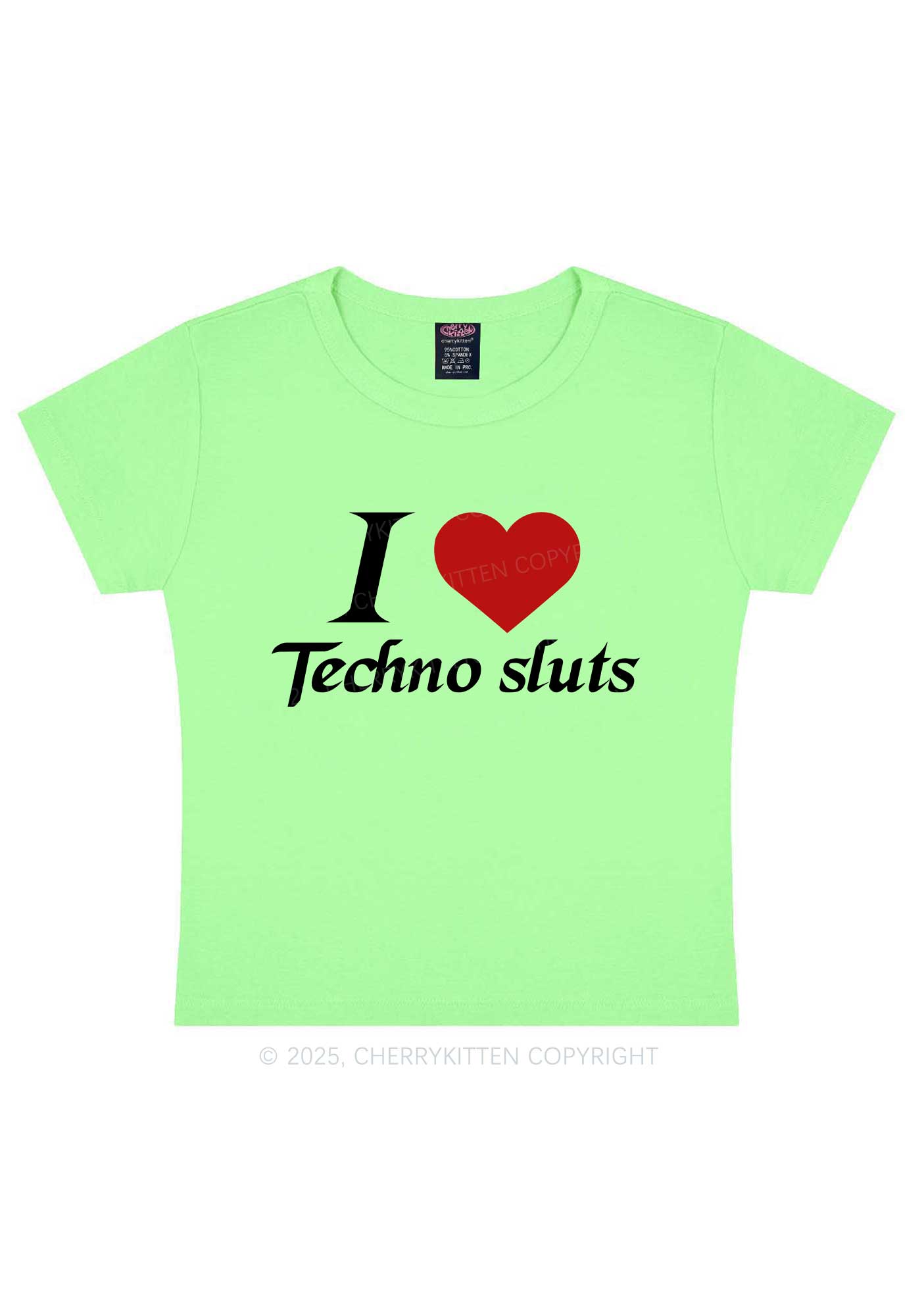 I Love Techno Slxts Y2K Baby Tee Cherrykitten