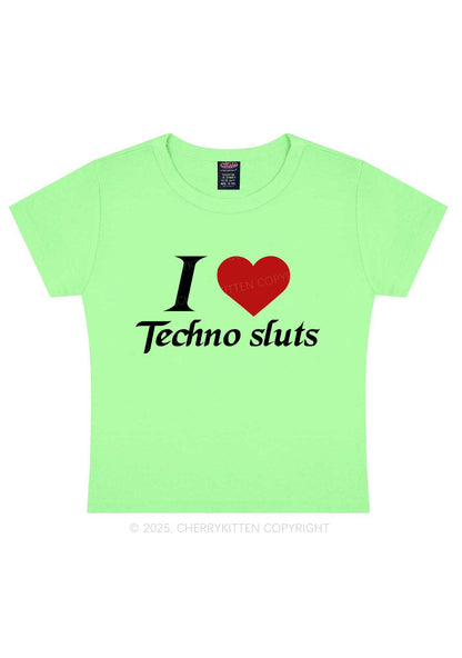 I Love Techno Slxts Y2K Baby Tee Cherrykitten