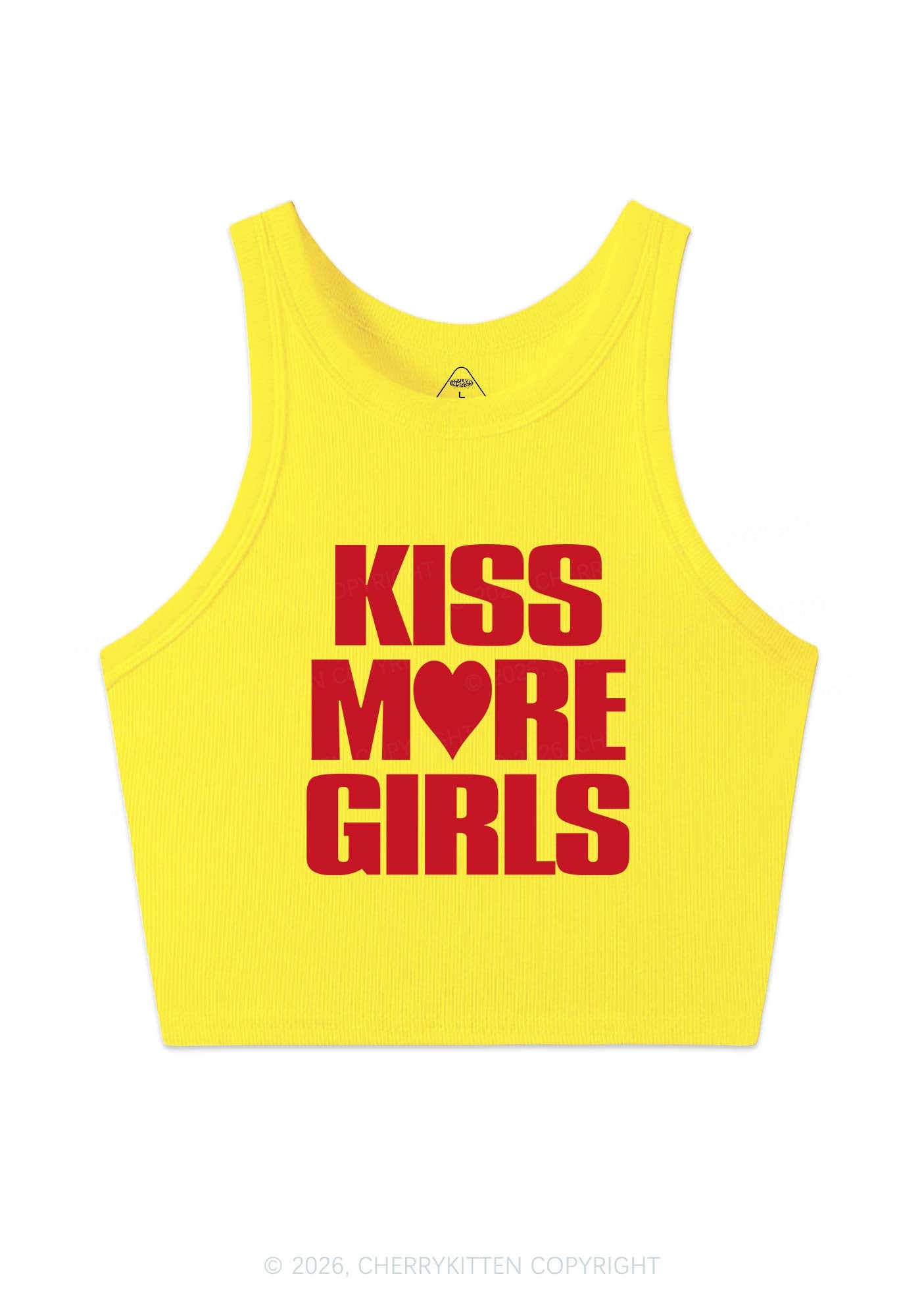 Kiss More Girls Heart Pride Y2K Crop Tank Top Cherrykitten