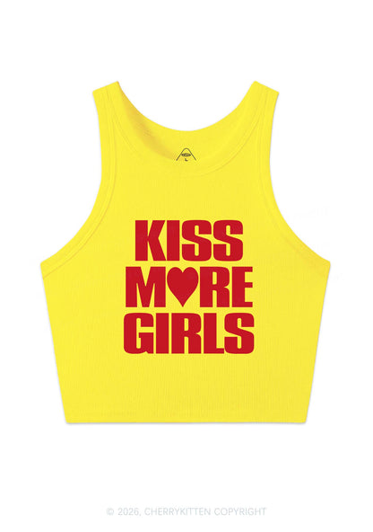 Kiss More Girls Heart Pride Y2K Crop Tank Top Cherrykitten