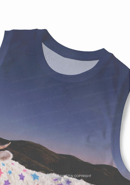 Pastel Star Cow Y2K Mesh Muscle Tank Cherrykitten
