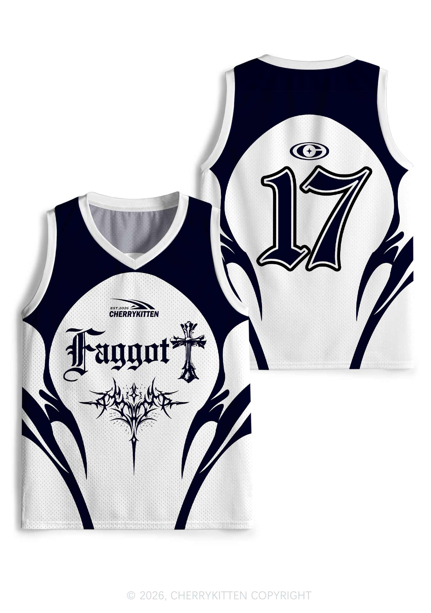 Gothic Cross Faggot Pride Y2K Sport Jersey Tank Cherrykitten