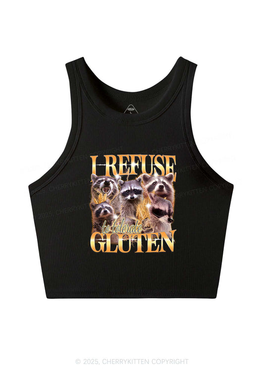 Raccoons Refuse Tolerate Gluten Y2K Crop Tank Top Cherrykitten