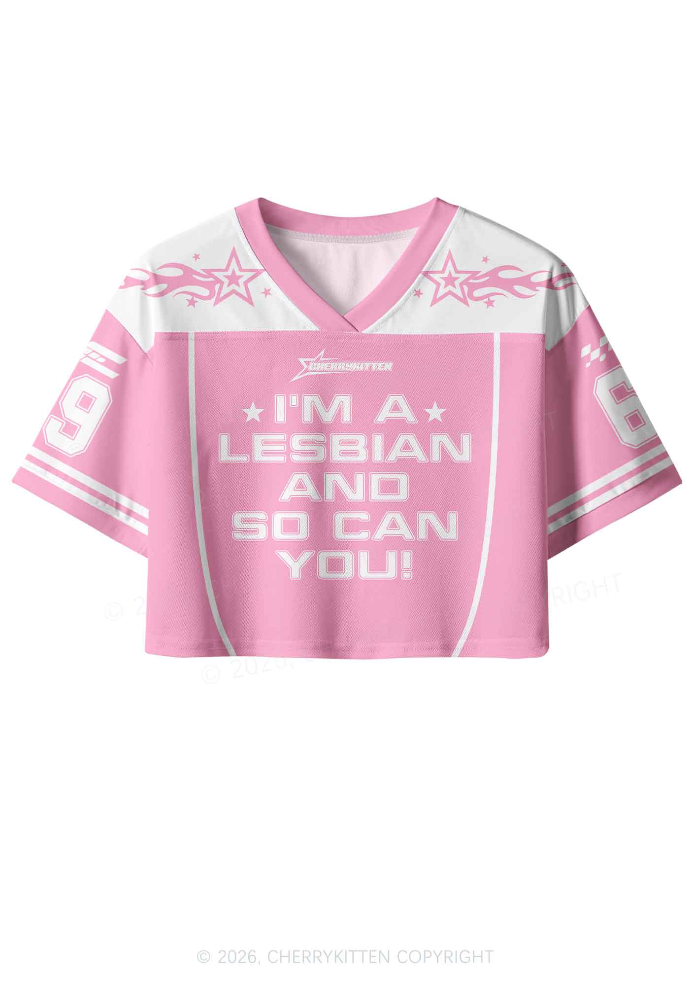 Im A Lesbian And So Can You Pride Y2K Crop Sport Jersey Shirts Cherrykitten