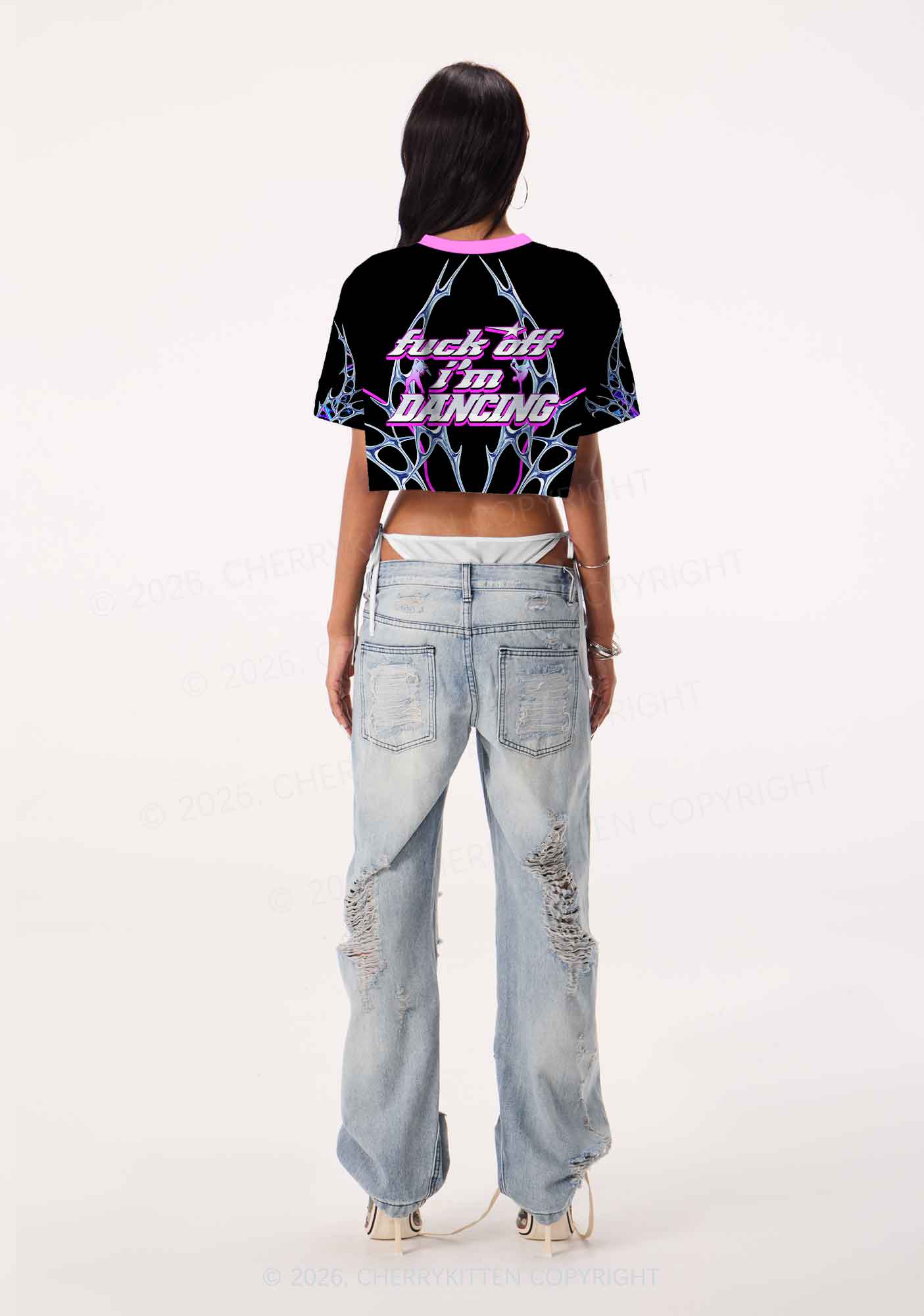 Fxxk Off Im Dancing Y2K Crop Sport Jersey Shirts Cherrykitten