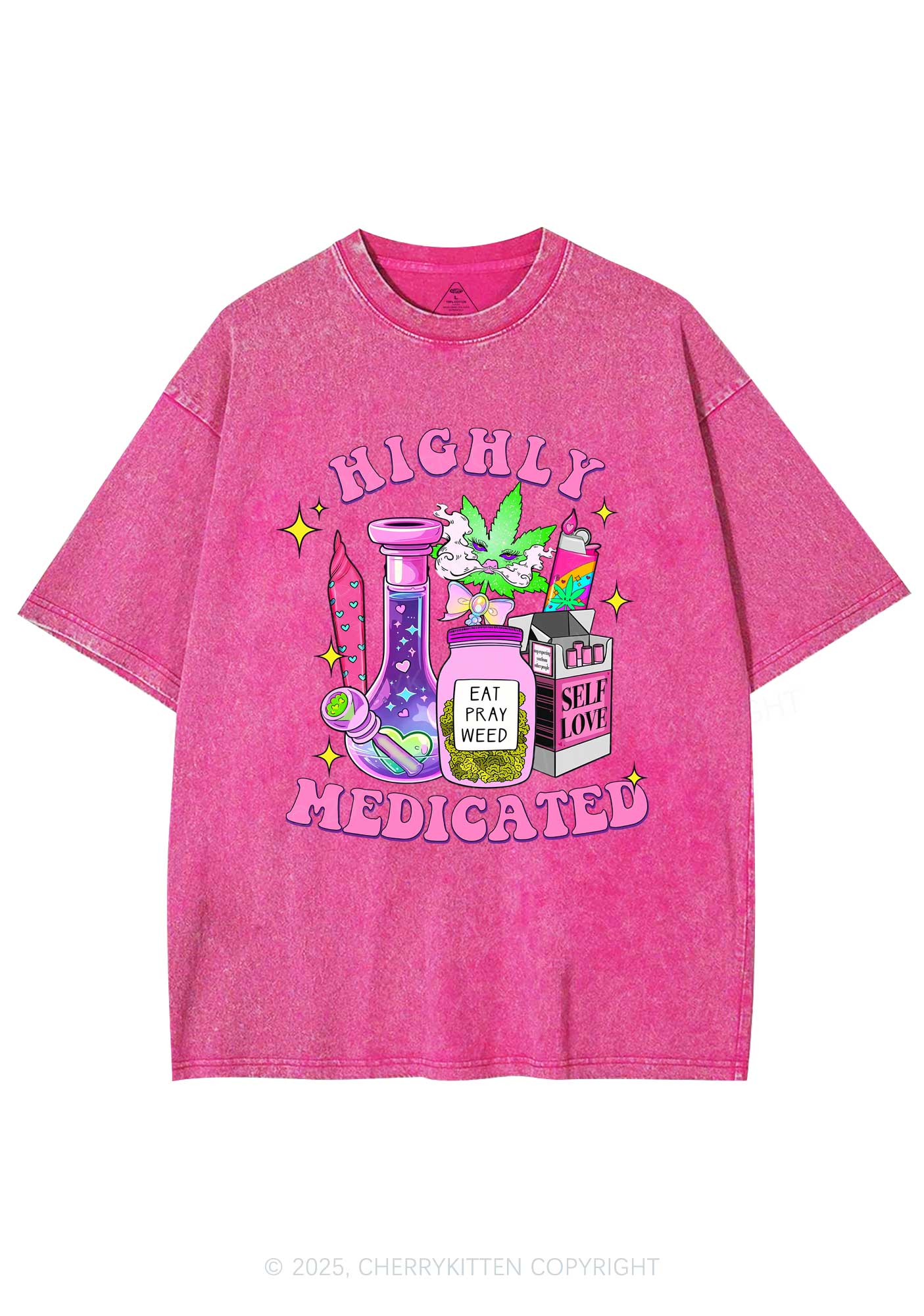 Highly Medicated Y2K Shirts Washed Tee Cherrykitten