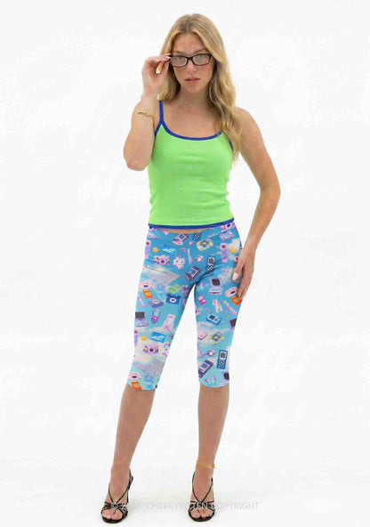Punk Digital Y2K Print Capri Pants Cherrykitten