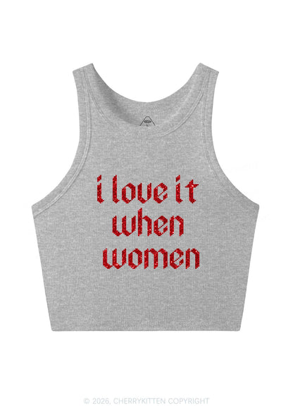 Glitter I Love It When Women Pride Y2K Crop Tank Top Cherrykitten