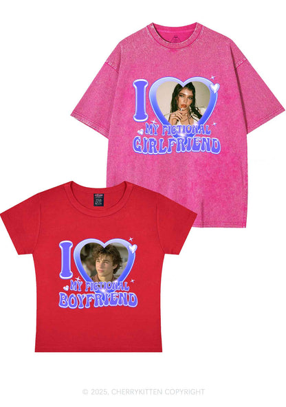 I Love My Fictional GF BF Y2K Valentine's Day Couple Shirt Cherrykitten