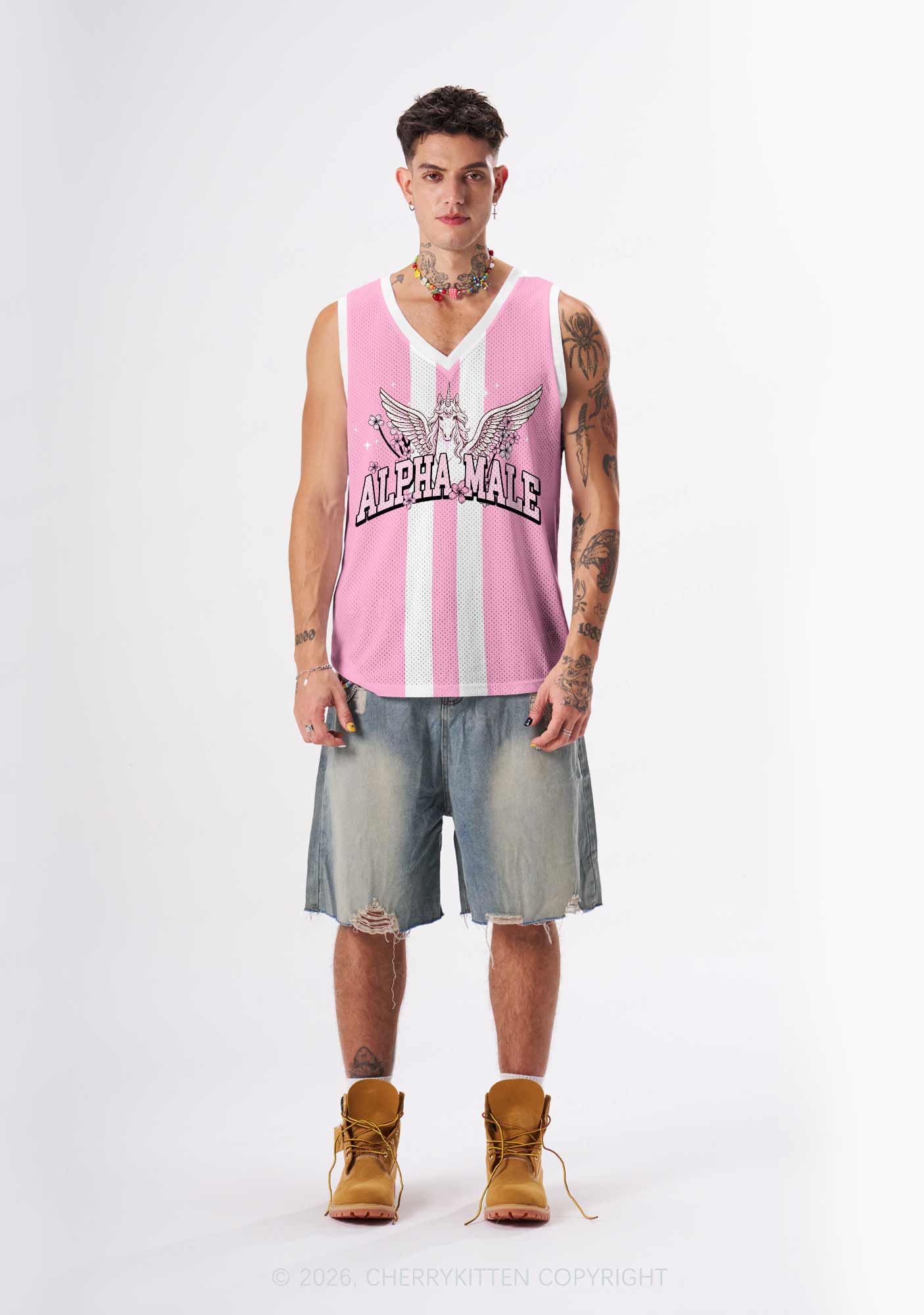 Sakura Alpha Male Unicorn Pride Y2K Sport Jersey Tank Cherrykitten