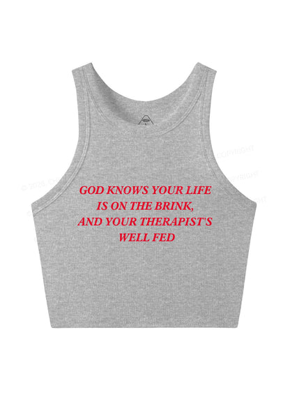 God Knows Your Life Is On The Brink Y2K Crop Tank Top Cherrykitten