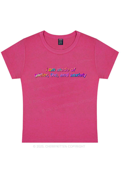 Made Of Glitter And Anxiety Y2K Baby Tee Cherrykitten