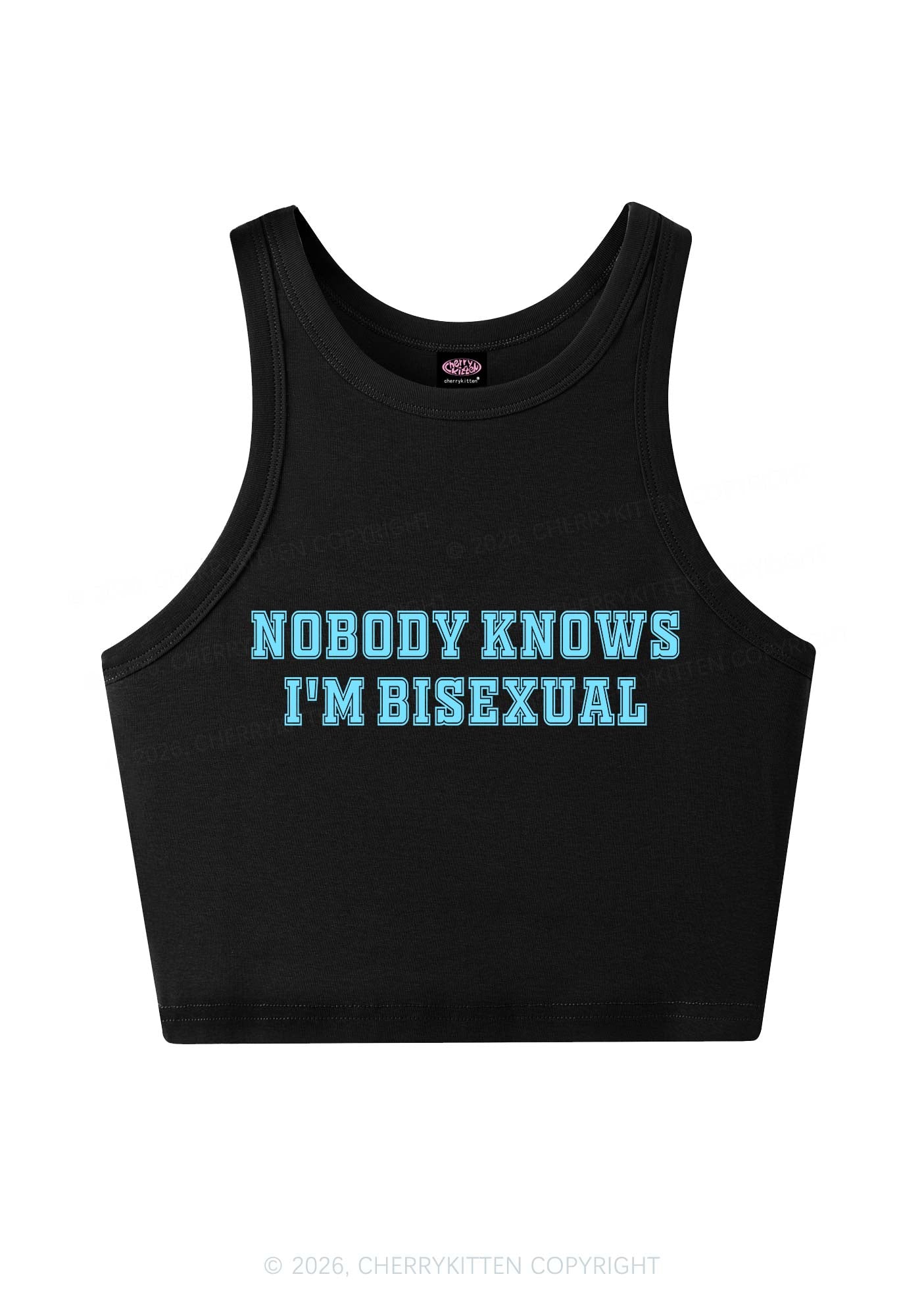 Nobody Knows Im Bisexual Pride Y2K Crop Tank Top Cherrykitten