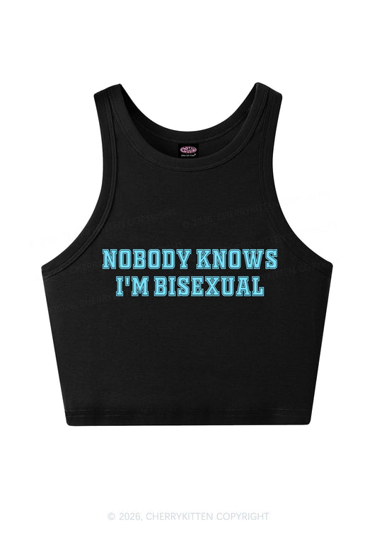 Nobody Knows Im Bisexual Pride Y2K Crop Tank Top Cherrykitten