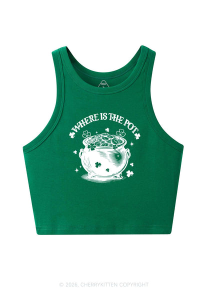 Where Is The Pot St Patricks Y2K Crop Tank Top Cherrykitten