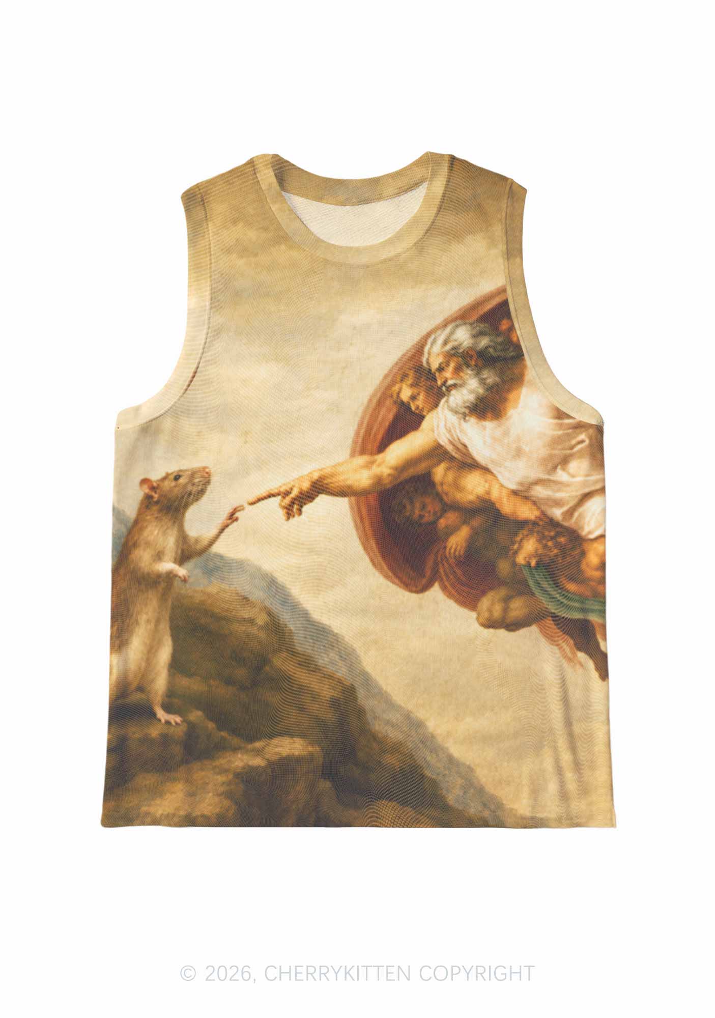 God Hand Touching Rat Y2K Mesh Muscle Tank Cherrykitten
