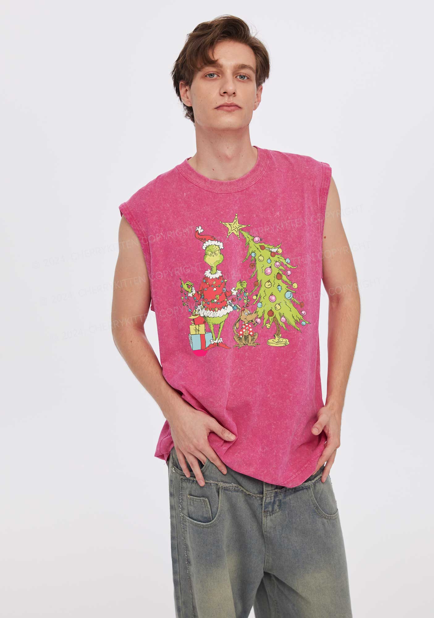 Christmas Tree Gift Y2K Washed Tank Cherrykitten