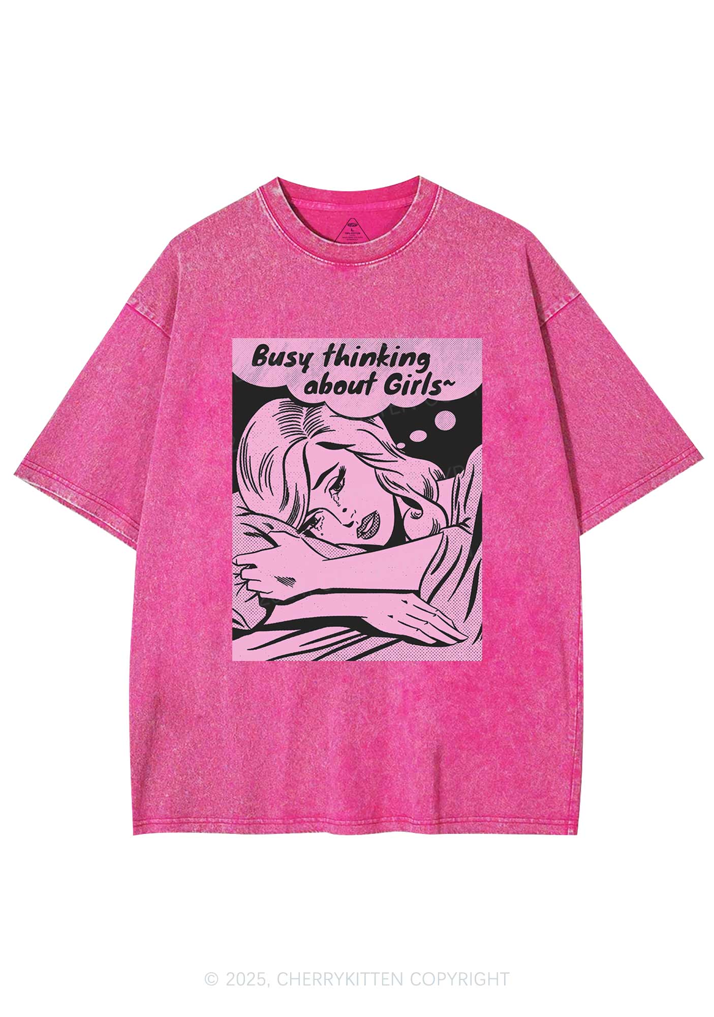 Busy Thinking About Girls Y2K Shirts Washed Tee Cherrykitten